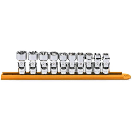 Protectionpro Socket Set 0.38 in. Drive 6 Point Flex Met - 10 Piece PR763325